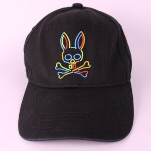 Psycho Bunny Rainbow Skull Bunny Black Baseball Cap